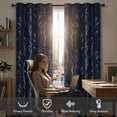 thumbnail image 6 of ZOPZO Blackout Curtains, Thermal Insulated, Navy Blue, 52W x 63L Inch, Room Darkening Drapes Tree Branches Pattern for Bedroom Modern Home, 6 of 10