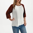 thumbnail image 7 of Fesfesfes Women's Plus Size Tops Trendy Color Blocked Three-Quarter Sleeves Classic Round Neck T-shirt Loose Comfy Easy Pairing with Jeans(White,L), 7 of 7