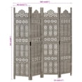thumbnail image 4 of vidaXL Hand carved 4-Panel Room Divider Grey 160x165 cm Solid Mango Wood, 4 of 5