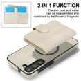 thumbnail image 4 of Allytechgroup Detachable Cards Holder Case for Samsung Galaxy S25, RFID Blocking 2 In 1 Wallet PU Leather Case with Stand Compatible with Magsafe Shockproof Cover for Samsung Galaxy S25, White, 4 of 5