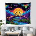 thumbnail image 2 of Blacklight Skull Moon Tapestry Trippy Mountain Forest Tapestries Starry Sky Wall Tapestry Skeleton Wall Hanging for Bedroom Decor,60Wx50H, 2 of 5