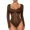 Brown, variant on Women Long Sleeve Sheer Mesh Bodysuit, Sexy Black Lace Underwire Shapewear, Perspective See Through Lingerie Hourglass Figure Shaping Jumpsuit