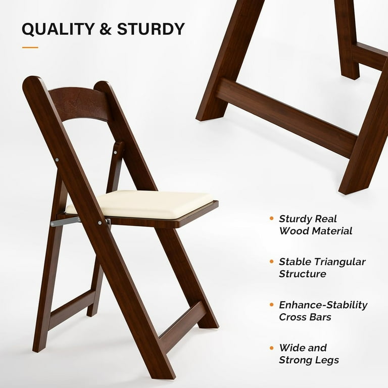 VINGLI Wooden Folding Chairs with Cushion, Portable and Durable - Main Image