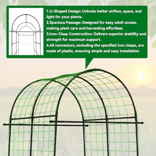 Garden Arch Trellis for Climbing Plants Outdoor - 83" H*71" W*43" L Large Rustproof Garden Trellis, Heavy Duty Grape Trellis, Tunnel Trellis for Melons, Pumpkins, Cucumbers, Peas(Black)