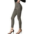 thumbnail image 1 of Leggings de ante sintético para mujer FAB CURVES, de cintura alta, ajustados y elásticos, color gris oscuro, 1 of 6