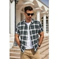 thumbnail image 3 of COOFANDY Mens Button Up Shirts Short Sleeve Collared Button Down Shirt Men Checkered Shirt, 3 of 7
