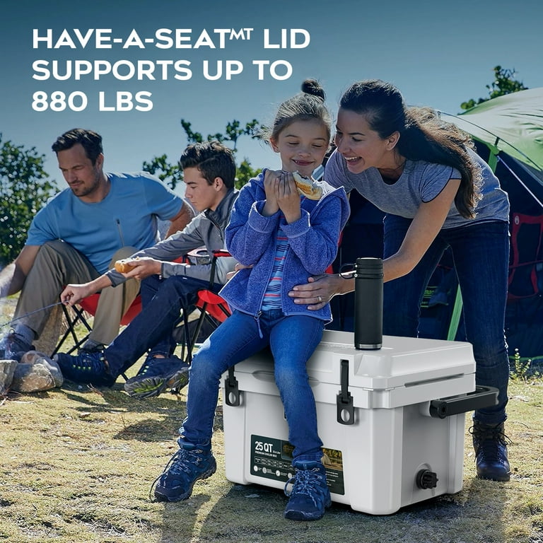 LNOW 25QT Hard Sided Cooler, Ice Chest Fits 30 Cans, Lid