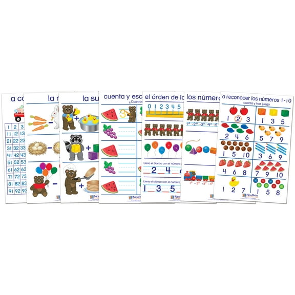 Number Sense Bulletin Board Chart Set - Set of 7 - SPANISH