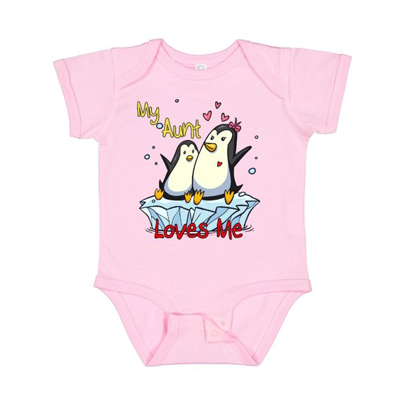 Inktastic My Aunt Loves Me Penguin Boys or Girls Baby Bodysuit