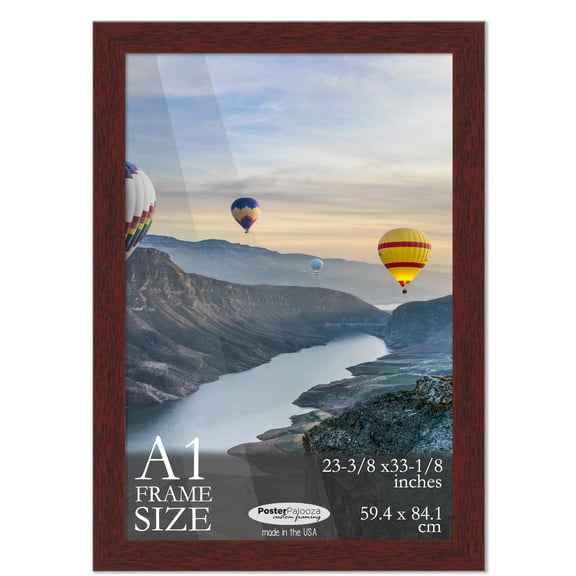 A1 Frame Brown Mahogany Finish Wood 23.5x33.25 Frame - Wood A1 Picture Frame, UV Acrylic