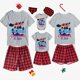thumbnail image 1 of Pijamas familiares a juego de Navidad, conjuntos de Pijamas cortos grises, Papá Noel, ciervo, Fly, en julio, 1 of 3