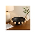 thumbnail image 2 of Contemporary Large Bowl with Wooden Knobs for Coffee Table Decor - Decorative Centerpiece Table Decorations for Home Display - Elegant Kitchen Counter, Key, or Candy Bowl Accent - 5", Black, 2 of 13