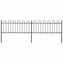 vidaXL Garden Fence Patio Privacy Screen Fence Wall with Hoop Top Steel Black