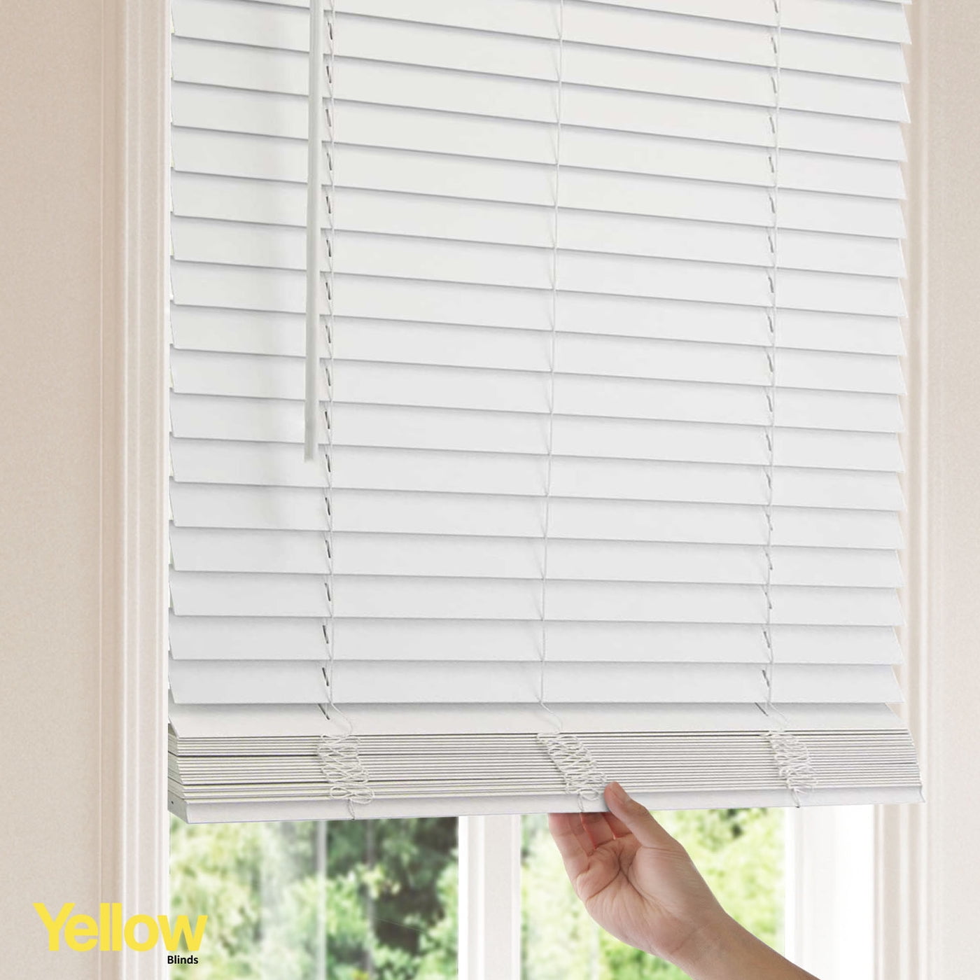Yellow Blinds White Cordless 2” Faux Wood Blinds for Windows with Valance, 30.5"W X 48"H, Room Darkening & Light Filtering, Easy Install, Moisture-Resistant Window Treatment