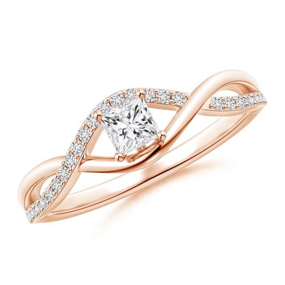 ANGARA Natural 0.25 Ct. Diamond Infinity Promise Ring in 14K Rose Gold for Women (Ring Size: 7)