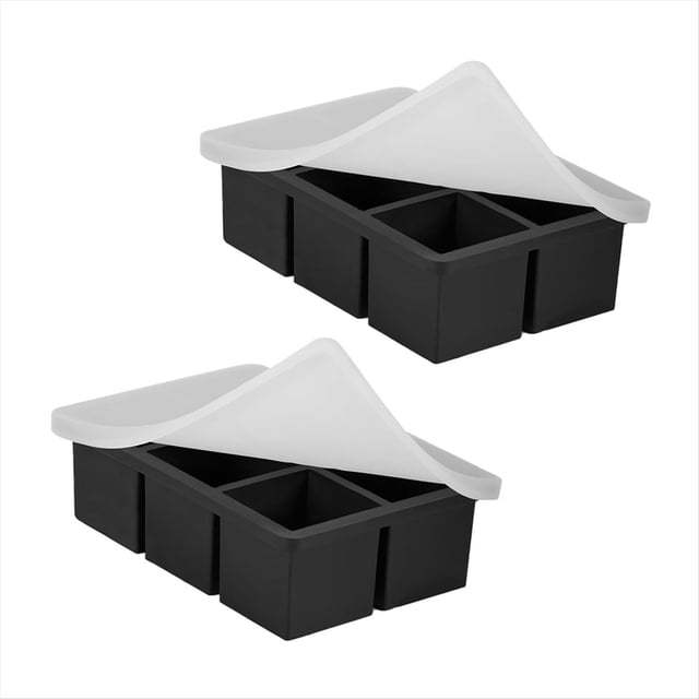 Dos Moldes para Hielo, Bandeja de Hielo Cuadrada Reutilizable con Tapa, Adecuada para Moldes de Hielo Cuadrados Grandes para Whisky, Cócteles y Bebidas