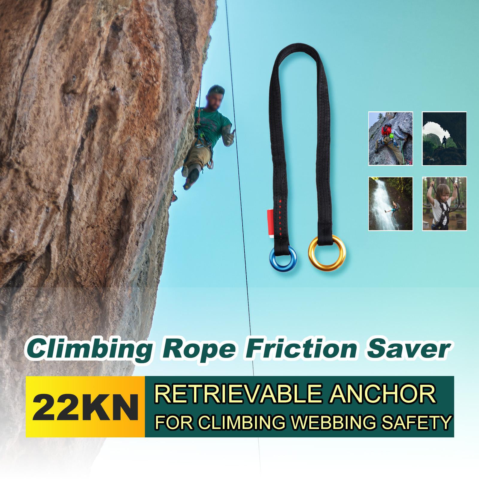 Tree Arborist Rock Climbing Rope Friction Saver Loop Belt Sling 22KN 90cm 