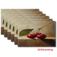 4pcs Placemat, Cherries and a leaf on a branch,fashion print pattern ...