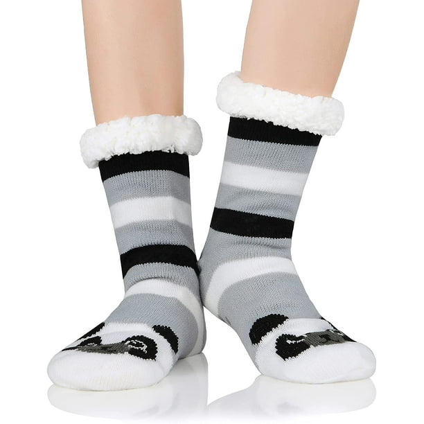 Slipper Socks Cute Animals Fuzzy Soft Socks Women Gripper Non Slip Athletic  Sports Socks 