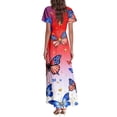 thumbnail image 5 of Women's Summer Flowy Maxi Dress American Flag Print 4Th of July Dress,Elegant Short Sleeve Flowy Beach Boho Dress, 5 of 5