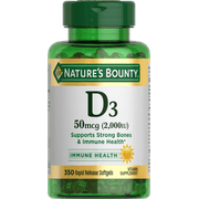 Natures Bounty Vitamin D3 2000 IU Softgels for Bone & Immune Support, 350 Ct