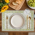 thumbnail image 4 of Sage Green Placemats Set of 8, Boho Retro Decorative Abstract Floral Ethnic Placemats for Dining Table, Place Mats for Kitchen Tabletop, Waterproof Wipeable Dining Table Mats Set, 4 of 9