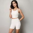 thumbnail image 6 of Women's Scoop Neck Cropped Activewear Tank Top with Wide Straps and Clean Hem Detail - X Large, Off White, 6 of 7