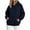 Dark Blue, variant on Women Loose Fit Hoodie Sevevn Fashion Solid Color Long Sleeve Front Pocket Pullover Winter Casual Sweatshirt