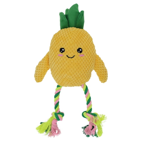 Vibrant Life Summer Plush Pineapple Dog Toy with Squeaker, Chew Level 2