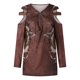 thumbnail image 5 of Mujeres otoño estampado floral cuello pico sexy manga larga fuera del hombro pulóver cremallera blusa camiseta tops Fridja fhghd2815, 5 of 8