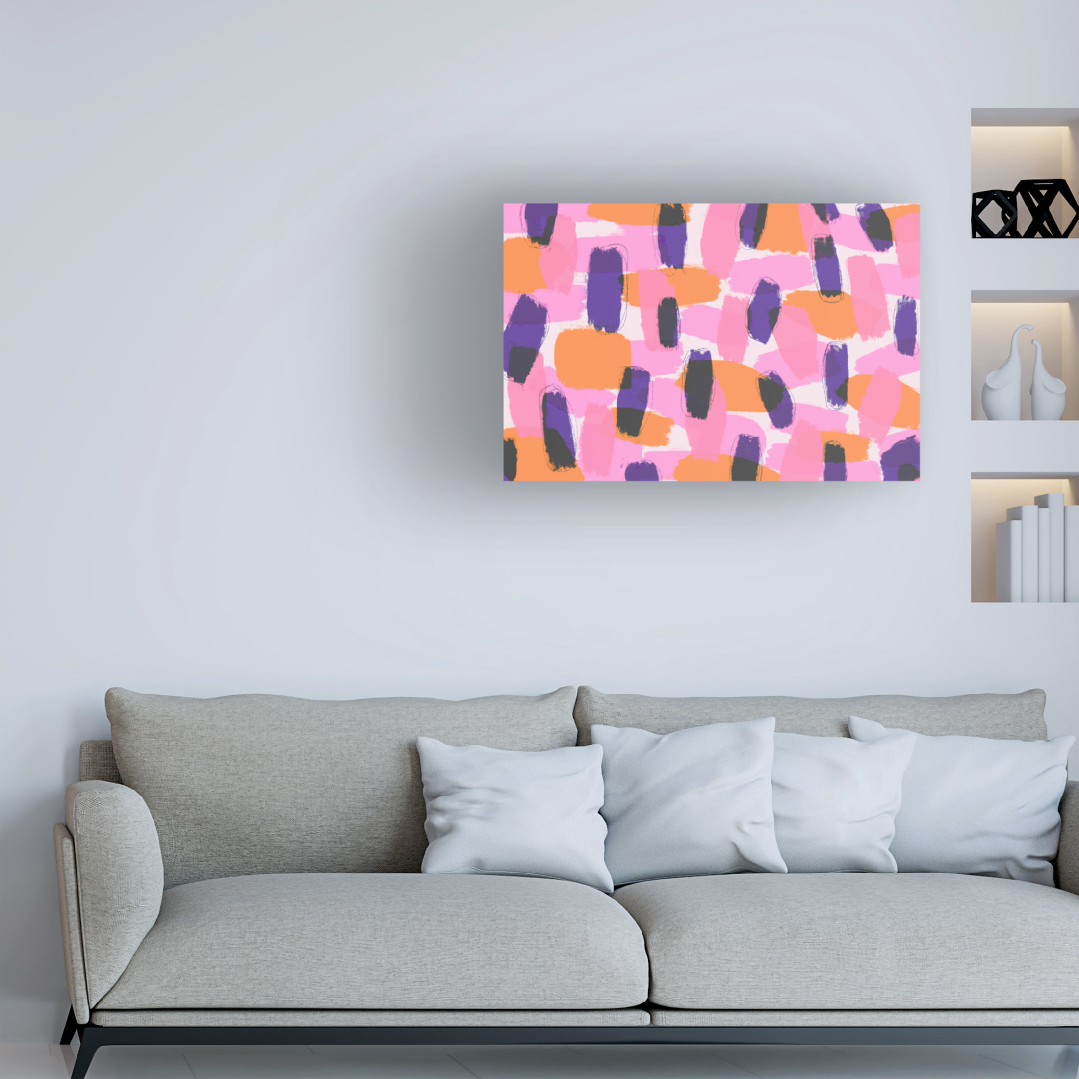Canvas Wall Art - Treechild 'Layered Purple Strokes Pattern' Wall Art for Living Room, Bedroom, or Office D?cor by Trademark Fine Art - 32 x 22 Inches