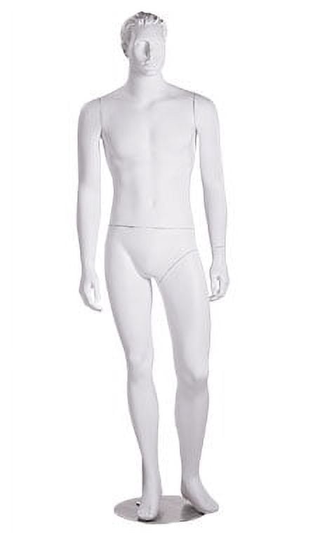 SSWBasics Male White Cameo Fiberglass Mannequin - Height 6'1" - With Base - Life Size Male