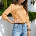 thumbnail image 4 of Women's Business Casual Collar Three Quarter Sleeve Shirt Blouse Top, Professional Work Office Style Button Up Shirt for Women, Elegant Business Attire | CSEONE,Orange L, 4 of 8