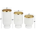 thumbnail image 3 of DecMode 3-Slot White Glass Pillar Hurricane Lamp with Gold Interior, Set of 3, 3 of 8