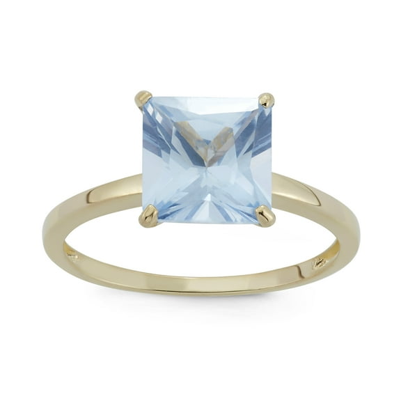 10k gold princess cut gemstone ring