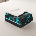 thumbnail image 4 of Gaming Throw Blanket Throw 50"X60" Fleece Blanket Geometric Gamer Sherpa Blanket Teal Black Ombre Checkered Gamepad Fuzzy Blanket Neon Game Console Room Decor, 4 of 6