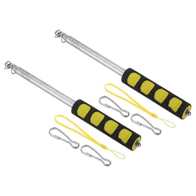 Unique Bargains 1.4M/4.6ft Telescopic Handheld Flagpole,2Set Pointer Stick Sponge Handle Yellow