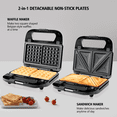 thumbnail image 4 of 2 in 1 Sandwich Maker & Waffle Maker, Removable Non-Stick Plates Easy to Clean, 750W Grilled Cheese Maker for Home Kitchen Breakfast, 4 of 8