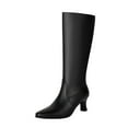 thumbnail image 2 of Bnwani Womens Boots Fall Winter Fashion Pointed Toe Mid-Heel Thick Mid-Calf Versatile Casual Sweet Knight Boot Black Size 5.5, 2 of 6