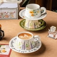 thumbnail image 4 of Delicate Floral Ceramic Coffee Cups and Saucers, 4 of 5