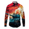 thumbnail image 3 of Camisa con estampado 3D de tanque para hombre y mujer, camisa informal de manga larga a la moda, ropa de calle con botones, ropa unisex de gran tamaño, 3 of 5