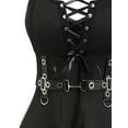 thumbnail image 4 of Lace-up ruffled strap dress sleeveless A-line punk style knee-length black dress-Light SoftRed-L, 4 of 7