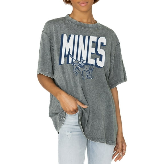Women's Gameday Couture Gray Colorado School of Mines Orediggers Solid Defense Oversized T-Shirt