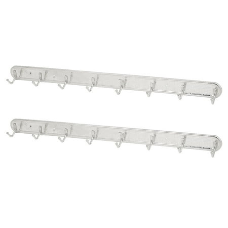 Steel Above Mount - Unique Bargains 2pcs Stainless Steel Wall Mounted Hook Rail Clothes Hanging Rack