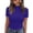Blue, variant on Women's Ribbed Knit Mock Neck Short Sleeve Top, Slim Fit Ruffle Edge Tee, Form Fitting Casual T-Shirt with Lettuce Trim Army Green S