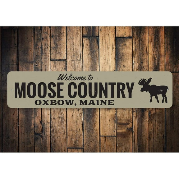 Moose Country Novelty Decor, Metal Wall Sign - 4x18 Inches