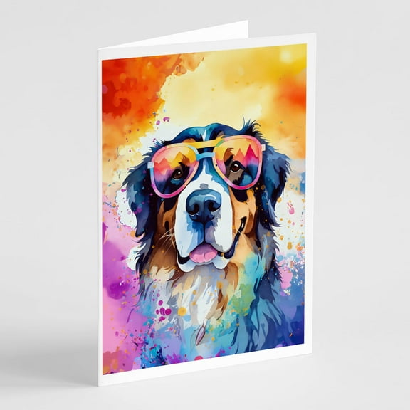 Bernese Mountain Dog Hippie Dawg Greeting Cards Pack of 8 7 in x 5 in