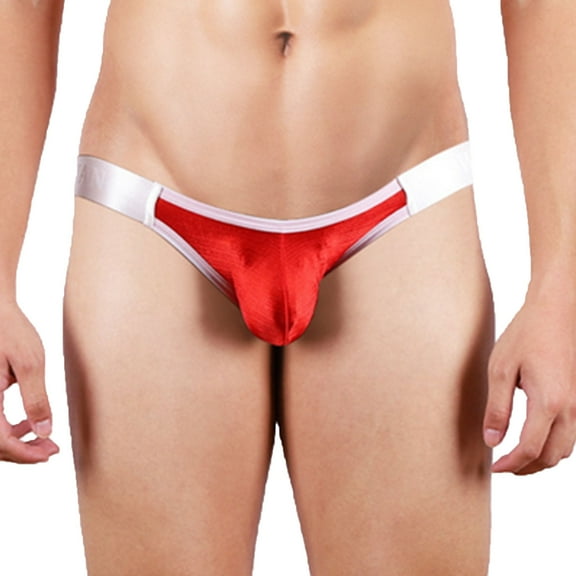 successthop Mens Silk Underwear Briefs Plus Size Cool Comfortable Lightweight Breathable Solid Underpant Red L