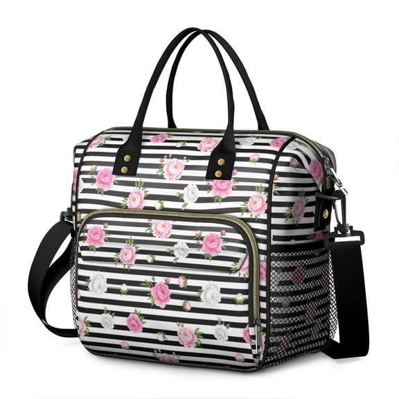 Pioneer Flower Floral Print Pattern Womens Lunch Box for Work,Insulated Large Lunch Bag,Leakproof Adult Lunch Bag for Work,Beach,Travel,Picnic,Camping