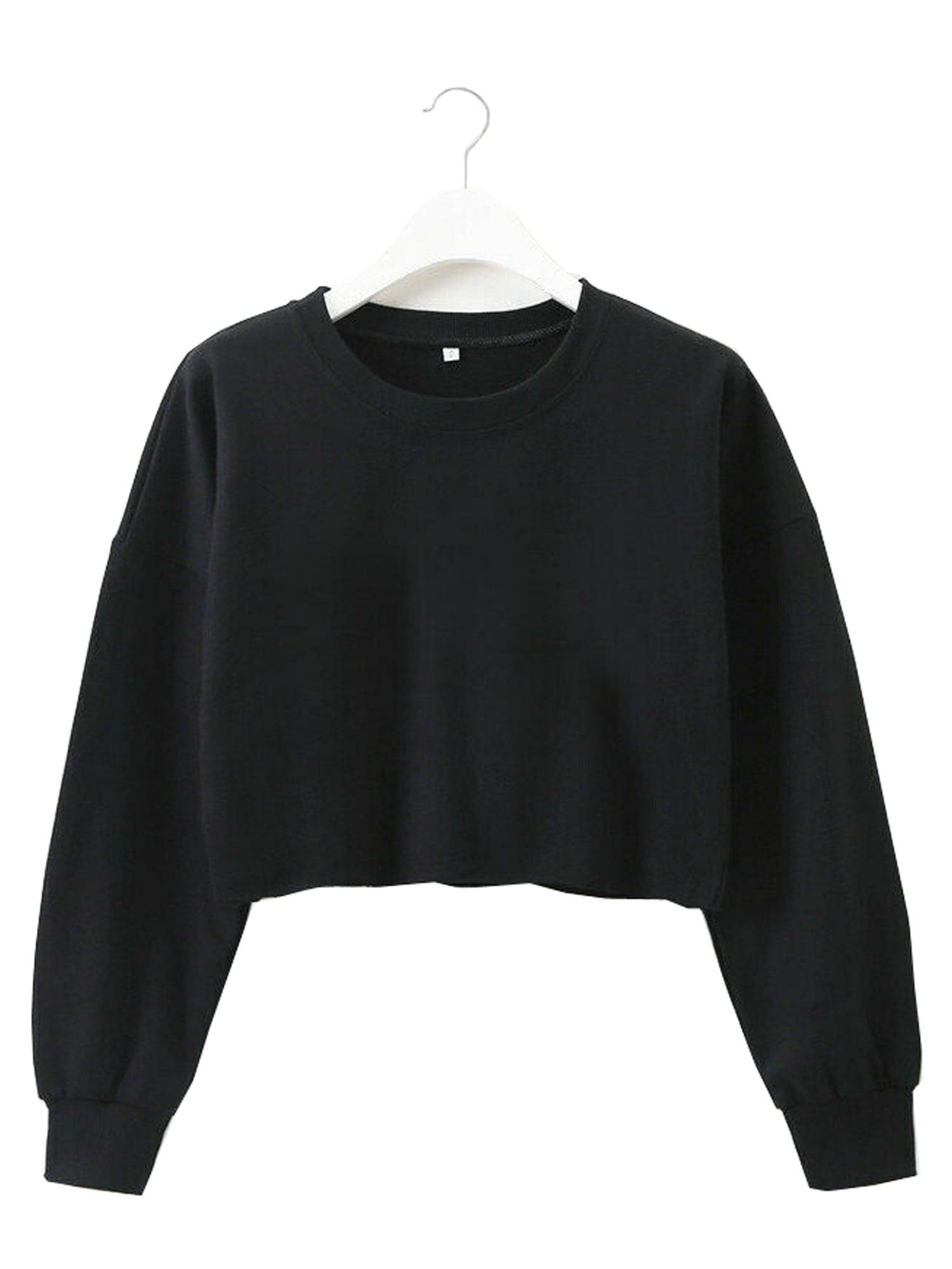 Fubotevic Women Long Sleeve Loose Crop Top Letter Print Pullover Sweatshirt